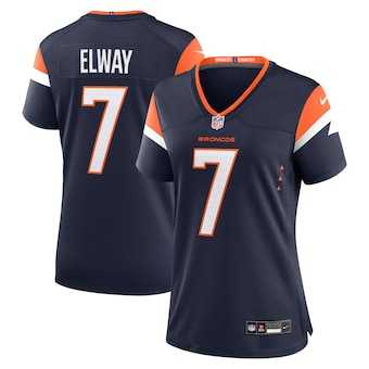 Women%27s Denver Broncos #7 John Elway Navy Retired Player Alternate Game Jersey Dzhi